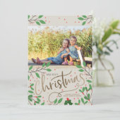 Holly Berries kerstfoto Feestdagenkaart (Staand voorkant)