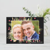 Holly Berries kerstfotokaartje (Staand voorkant)