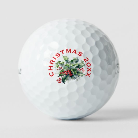 Holly Berries Kerstmis Custom Golfballen (Voorkant)