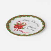 Holly Berries Kerstmis en snoepsuikerriet Papieren Bordje (Gekanteld)