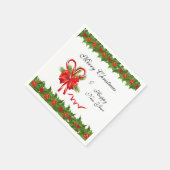 Holly Berries Kerstmis en snoepsuikerriet Servetten (Hoek)