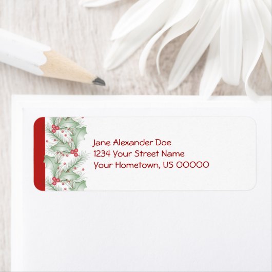 Holly Berries Kerstmis retour label (Insitu)