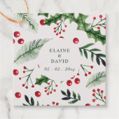 Holly Berries Kerstmis Winter Bruiloft Bedankjes Labels (Voorkant)