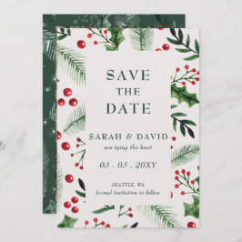 Holly Berries Kerstmis Winter Foto Save The Date