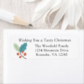 Holly Berries Kerstthema Retouradres Etiket (Insitu)