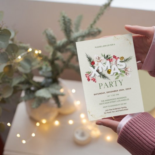 Holly Berries Kerstuitnodiging Kaart