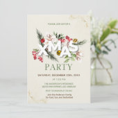 Holly Berries Kerstuitnodiging Kaart (Staand voorkant)