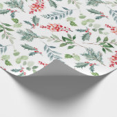 Holly Berries kerstvakantiewandelpapier Cadeaupapier (Hoek)