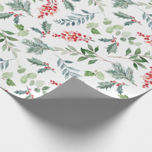 Holly Berries kerstvakantiewandelpapier Cadeaupapier (Hoek)