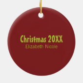 Holly Berries kerstversiering (rood/limoen) Keramisch Ornament (Achterkant)