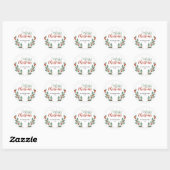 Holly Berries Leaf Greenery Kerstmis Ronde Sticker (Vel)