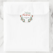 Holly Berries Leaf Greenery Kerstmis Ronde Sticker (Tas)