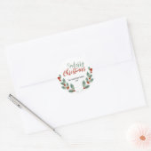 Holly Berries Leaf Greenery Kerstmis Ronde Sticker (Envelop)