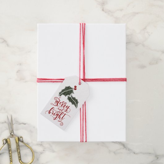 Holly Berries | Merry & Bright Cadeaulabel (Met Touw)