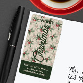 Holly Berries Merry Christmas Return Address Etiket