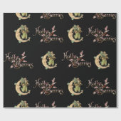 Holly Berries met Santa Victoriaans Cadeaupapier (Vlak)