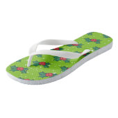 Holly Berries met sneeuw en sterren op helder groe Teenslippers (Schuin)