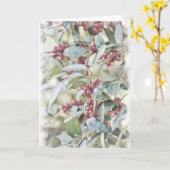 Holly Berries met sneeuwkerst-Kaart Kaart (Gele Bloem)