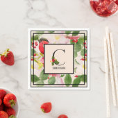 Holly Berries Monogram Letter C Familienaam Papier Servet (Insitu)
