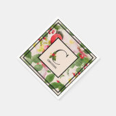 Holly Berries Monogram Letter C Familienaam Papier Servet (Hoek)