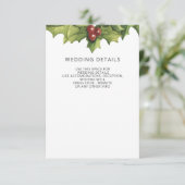 Holly Berries Monogram Winter Wedding Informatiekaartje (Staand voorkant)
