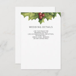 Holly Berries Monogram Winter Wedding Informatiekaartje