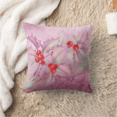 Holly Berries on Purple Kussen (Deken)
