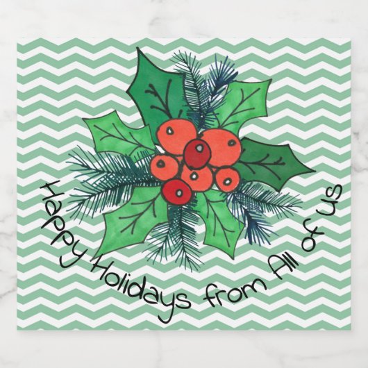 Holly Berries op Chevron Bier Etiket (Enkel label)