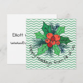 Holly Berries op Chevron Feestdagenkaart (Voorkant / Achterkant)