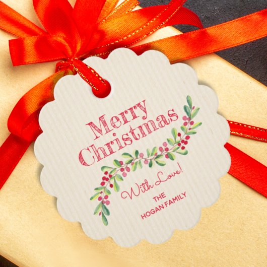 Holly Berries op Ivory Kerstfeestdag Bedankjes Labels