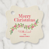 Holly Berries op Ivory Kerstfeestdag Fancy Bedankjes Labels (Voorkant)