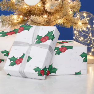 Holly Berries op WHITE Cadeaupapier