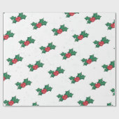 Holly Berries op WHITE Cadeaupapier (Vlak)