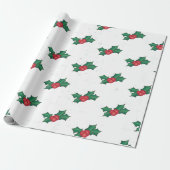 Holly Berries op WHITE Cadeaupapier (Uitgerold)