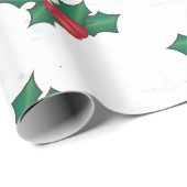 Holly Berries op WHITE Cadeaupapier (Rol Hoek)