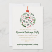 Holly Berries Ornament Exchange Christmas Party Kaart (Voorkant)