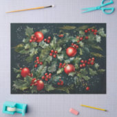 Holly Berries Ornamenten en Pine Decoupage Craft P Tissuepapier (Craft)