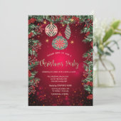 Holly Berries Ornamenten Red Company Kerst Kaart (Staand voorkant)