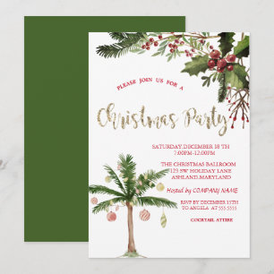 Holly Berries Palm Tree Company Kerstfeest Kaart