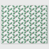 Holly Berries Pattern Kerst Feestdagen Cadeaupapier (Vlak)