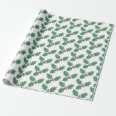 Holly Berries Pattern Kerst Feestdagen Cadeaupapier (Uitgerold)