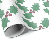 Holly Berries Pattern Kerst Feestdagen Cadeaupapier (Rol Hoek)