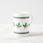 Holly Berries Pattern, Red and Green Trim Porselein Kop (Voorkant rechts)