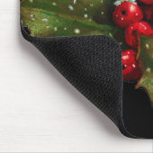 Holly Berries, pijnbomen: kerstoliepastel Muismat (Hoek)