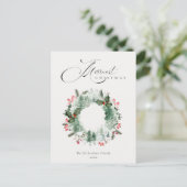 Holly Berries Pijnboom Rode Kerstkrans Briefkaart (Staand voorkant)