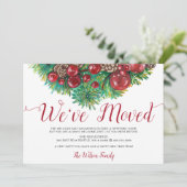 Holly Berries Pine Cone Holiday Moving Aankondiging (Staand voorkant)