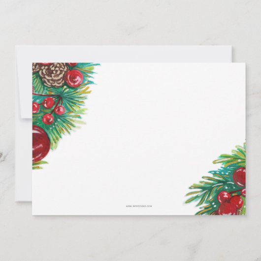 Holly Berries Pine Cone Holiday Moving Aankondiging (Achterkant)