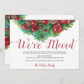 Holly Berries Pine Cone Holiday Moving Aankondiging (Voorkant / Achterkant)