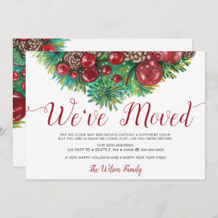  Holly Berries Pine Cone Holiday Moving Aankondiging