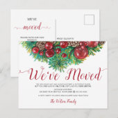  Holly Berries Pine Cone Holiday Moving Aankondigingskaart (Voorkant / Achterkant)